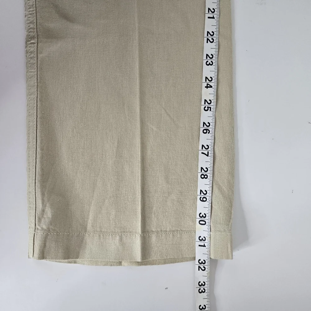 Banana Republic Tan 100% Linen Pleated Front Straight Leg Pants Size 0 Beach